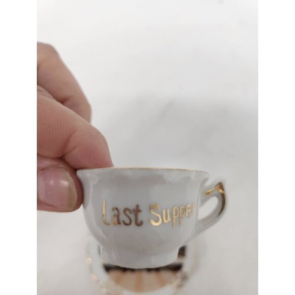 Vintage Last Supper Miniature Porcelain Cup & Saucer Jesus & Disciples Religious - Picture 1 of 8